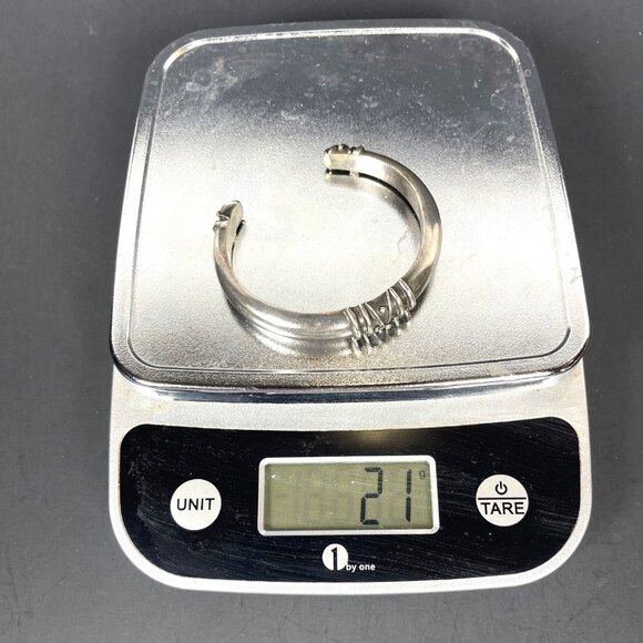 925 Sterling Silver Deborah Armstrong Hollow Dome Cuff Statement Bracelet VTG - Picture 12 of 16